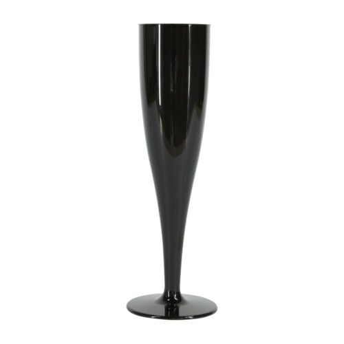 20 x Black Disposable Plastic Prosecco Flutes 175ml 6oz