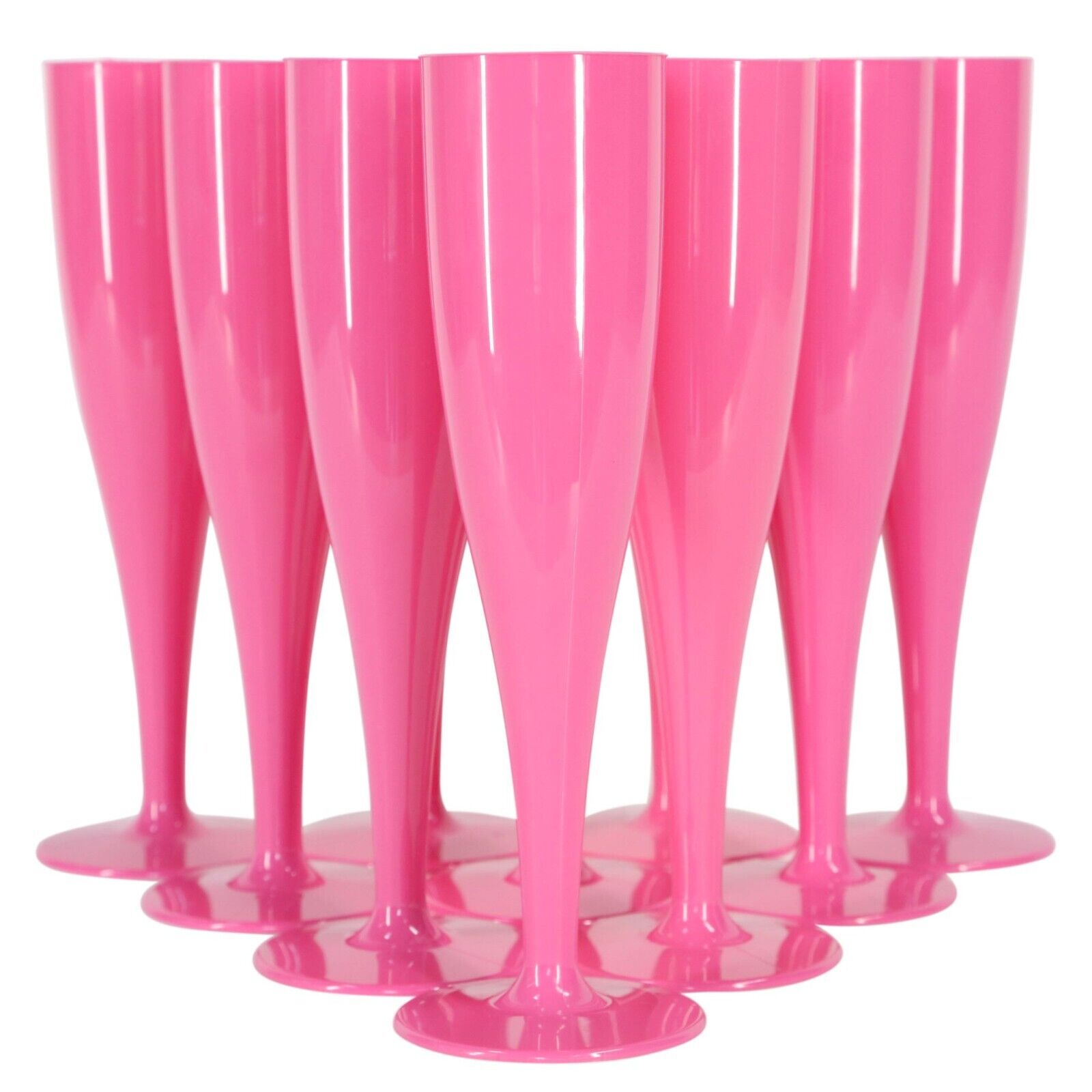 20 x Pink Disposable Plastic Prosecco Flutes 175ml 6oz