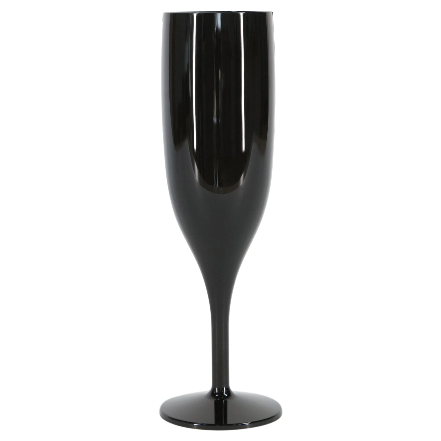 12 x Black Reusable Plastic Prosecco Flutes 175ml 6oz