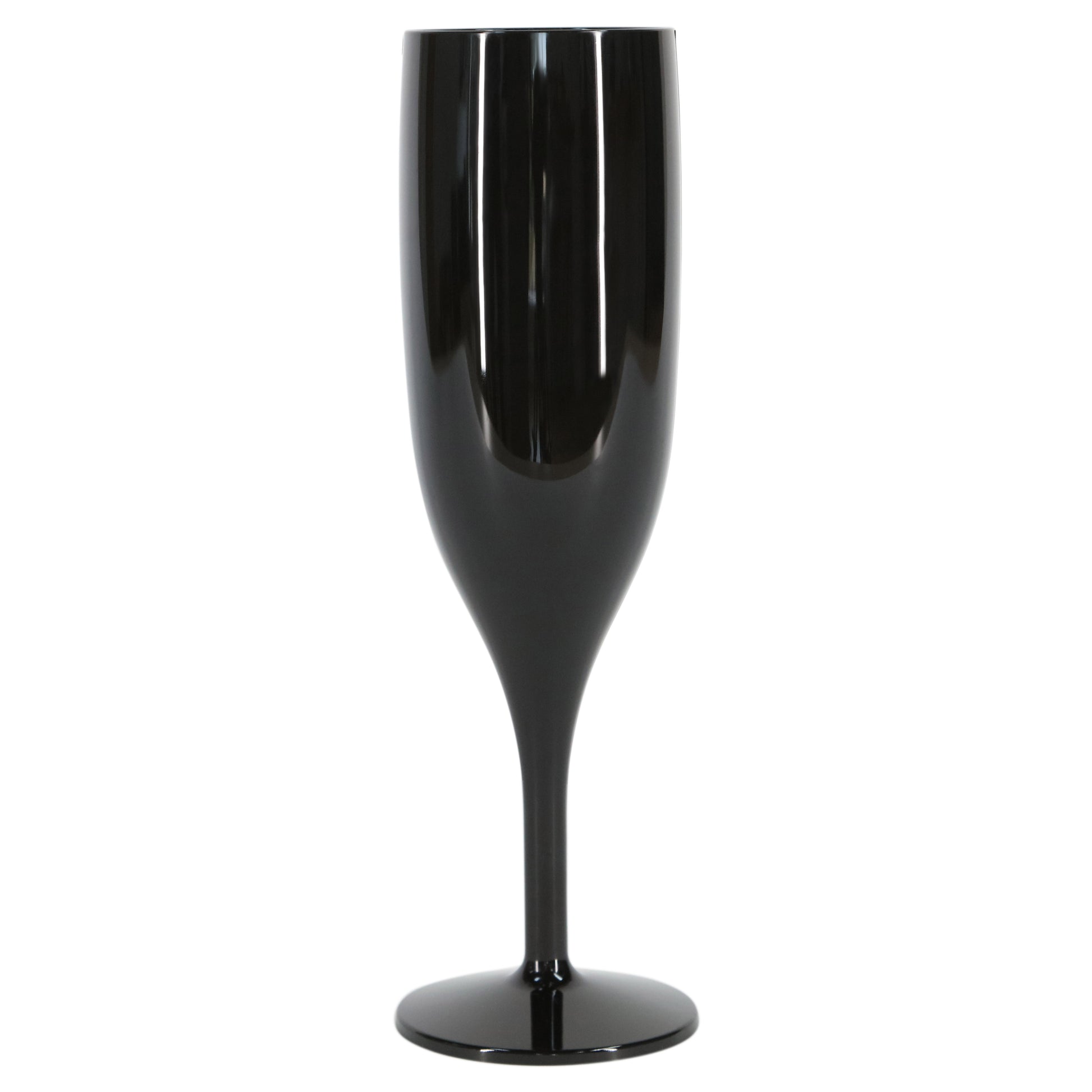 48 x Black Reusable Plastic Prosecco Flutes 175ml 6oz