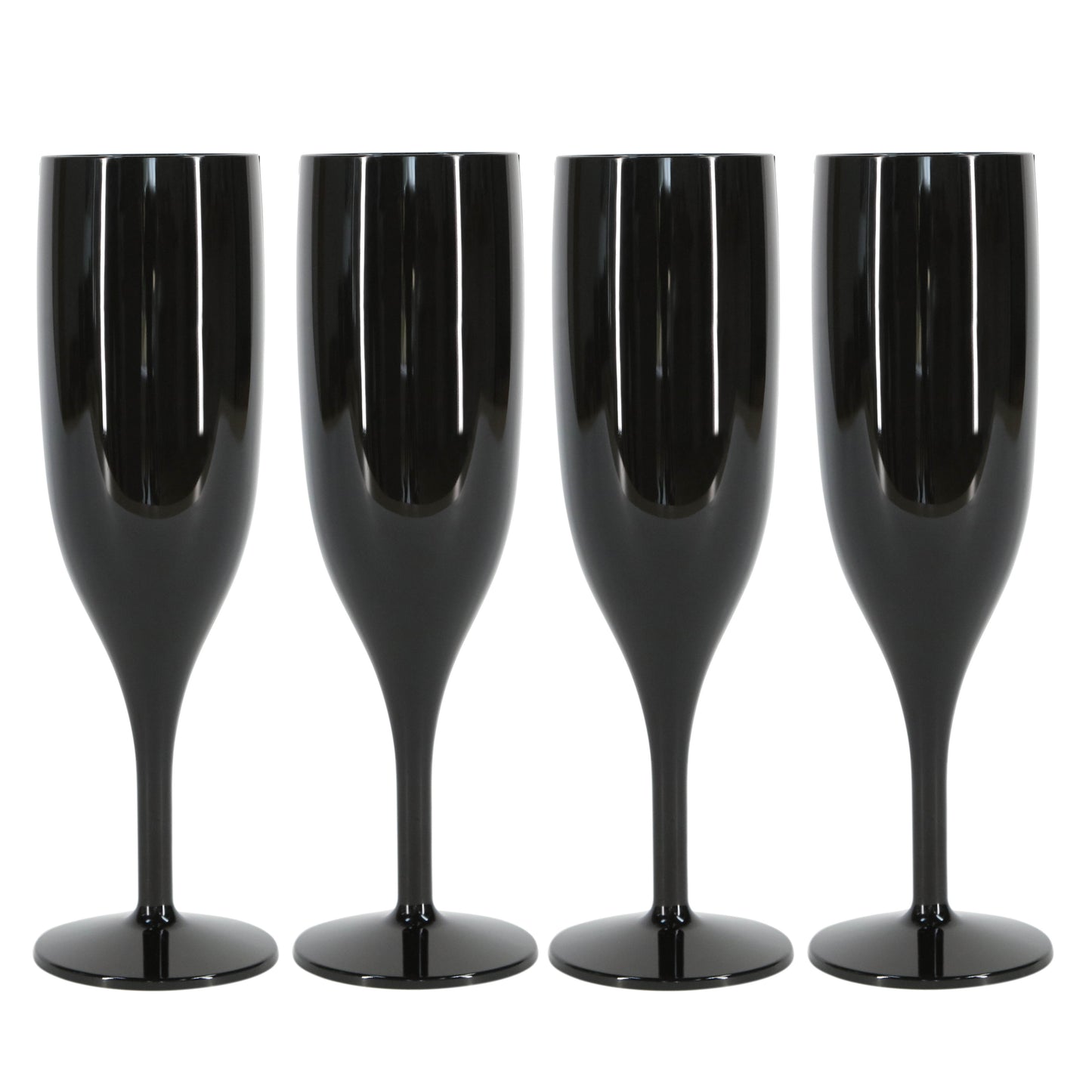 12 x Black Reusable Plastic Prosecco Flutes 175ml 6oz