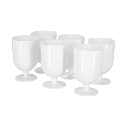 10 x Plastic Wine Glasses White Glass CE Marked 125ml & 175ml Biodegradable