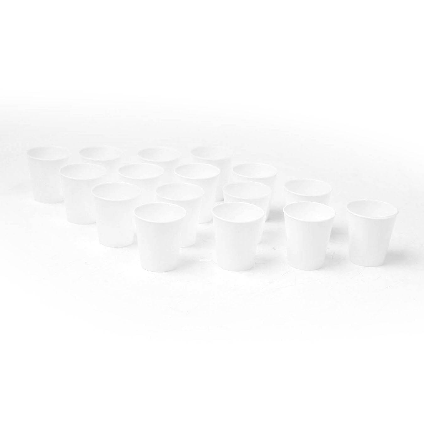 36 x White Plastic Biodegradable Shot Glasses 30ml