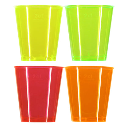 1296 x Neon Plastic Disposable Shot Glasses CE Marked 3cl 30ml