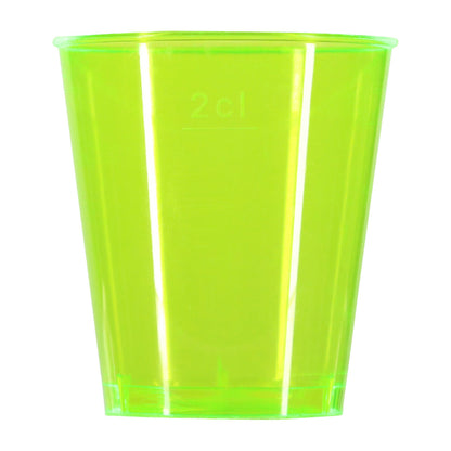 72 x Neon Plastic Disposable Shot Glasses 3cl 30ml