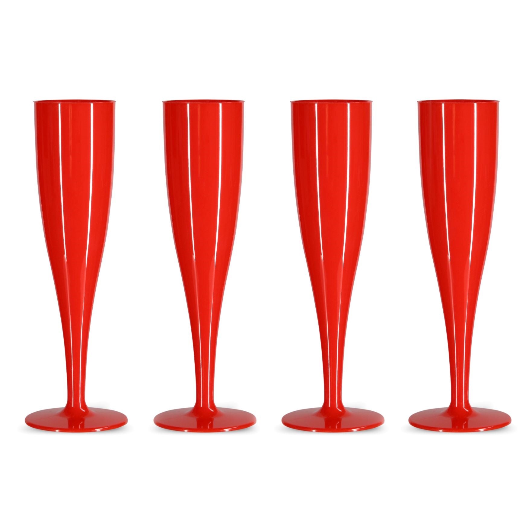 50 x Red Biodegradable Plastic Prosecco Flutes 175ml 6oz