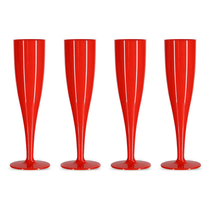 100 x Red Biodegradable Plastic Prosecco Flutes 175ml 6oz