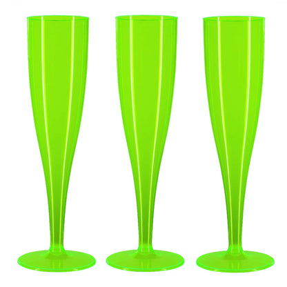 30 x Green Plastic Disposable Prosecco Flutes 175ml 6oz