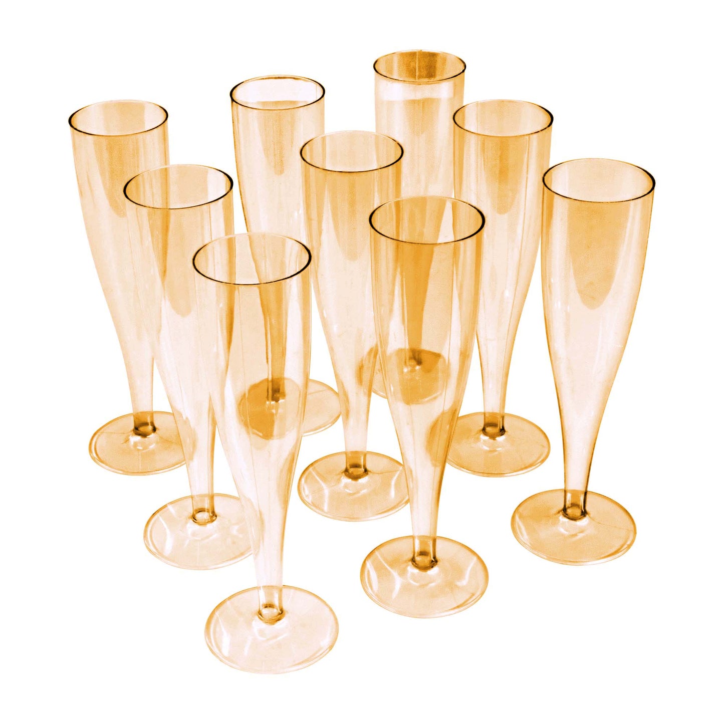 30 x Orange Plastic Disposable Prosecco Flutes 175ml 6oz