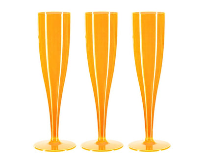 30 x Orange Plastic Disposable Prosecco Flutes 175ml 6oz