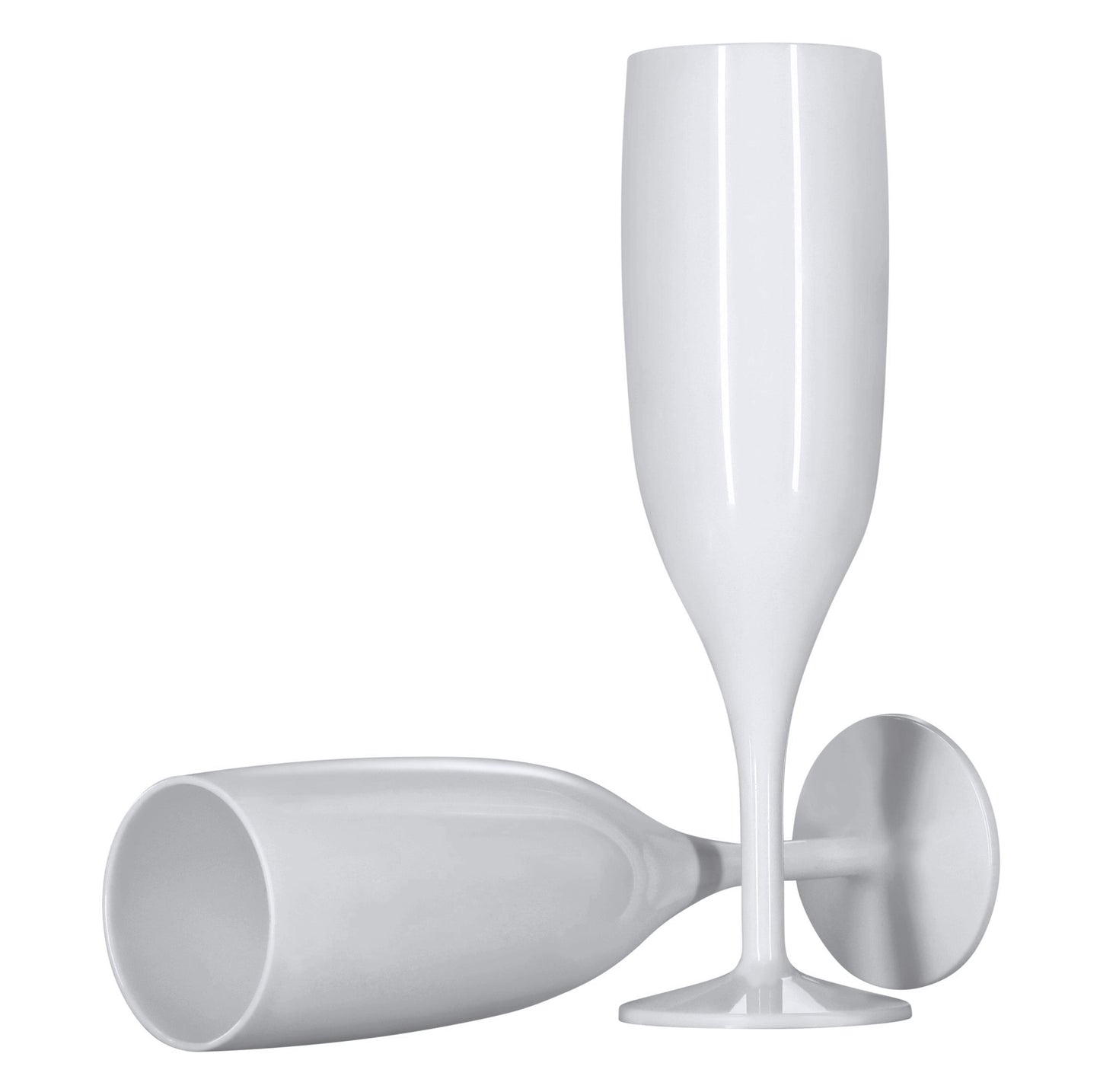 12 x White Reusable Plastic Prosecco Flutes 175ml 6oz