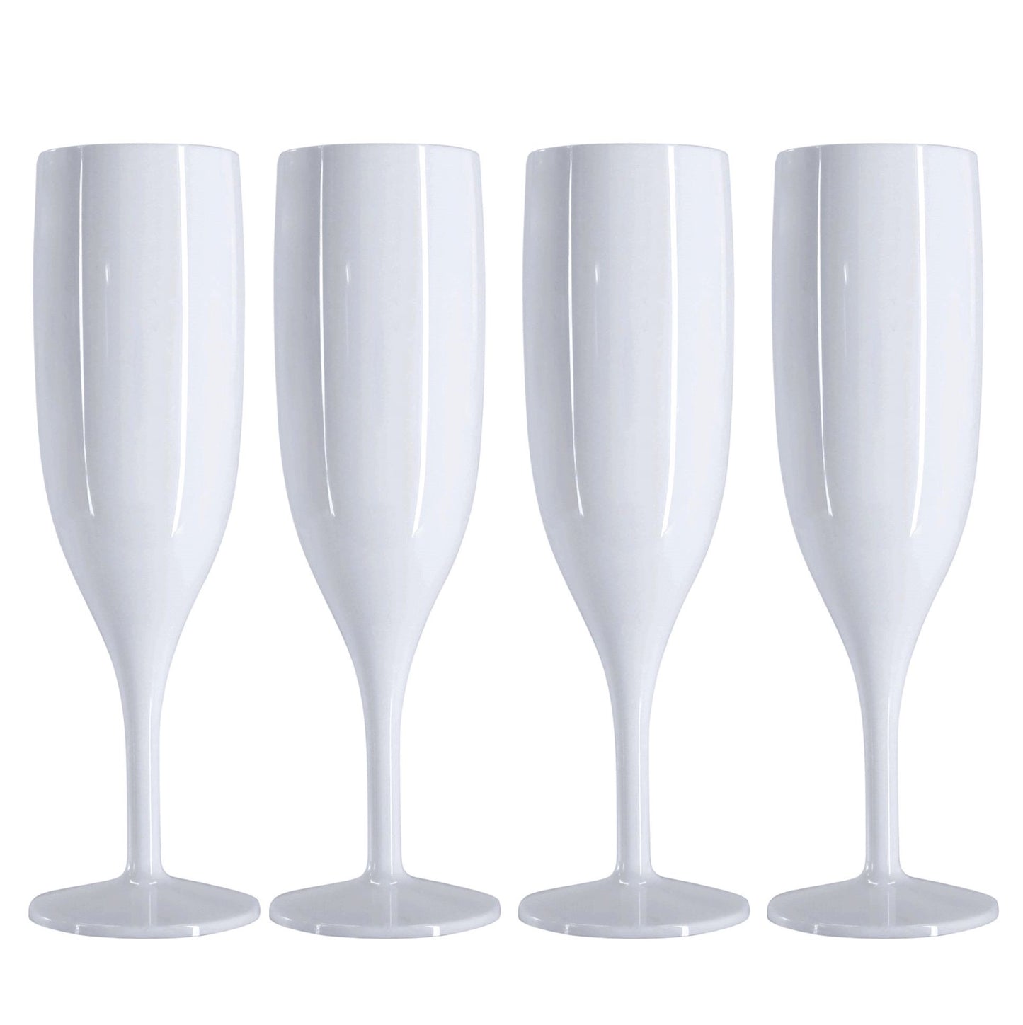 6 x White Reusable Plastic Prosecco Flutes 175ml 6oz