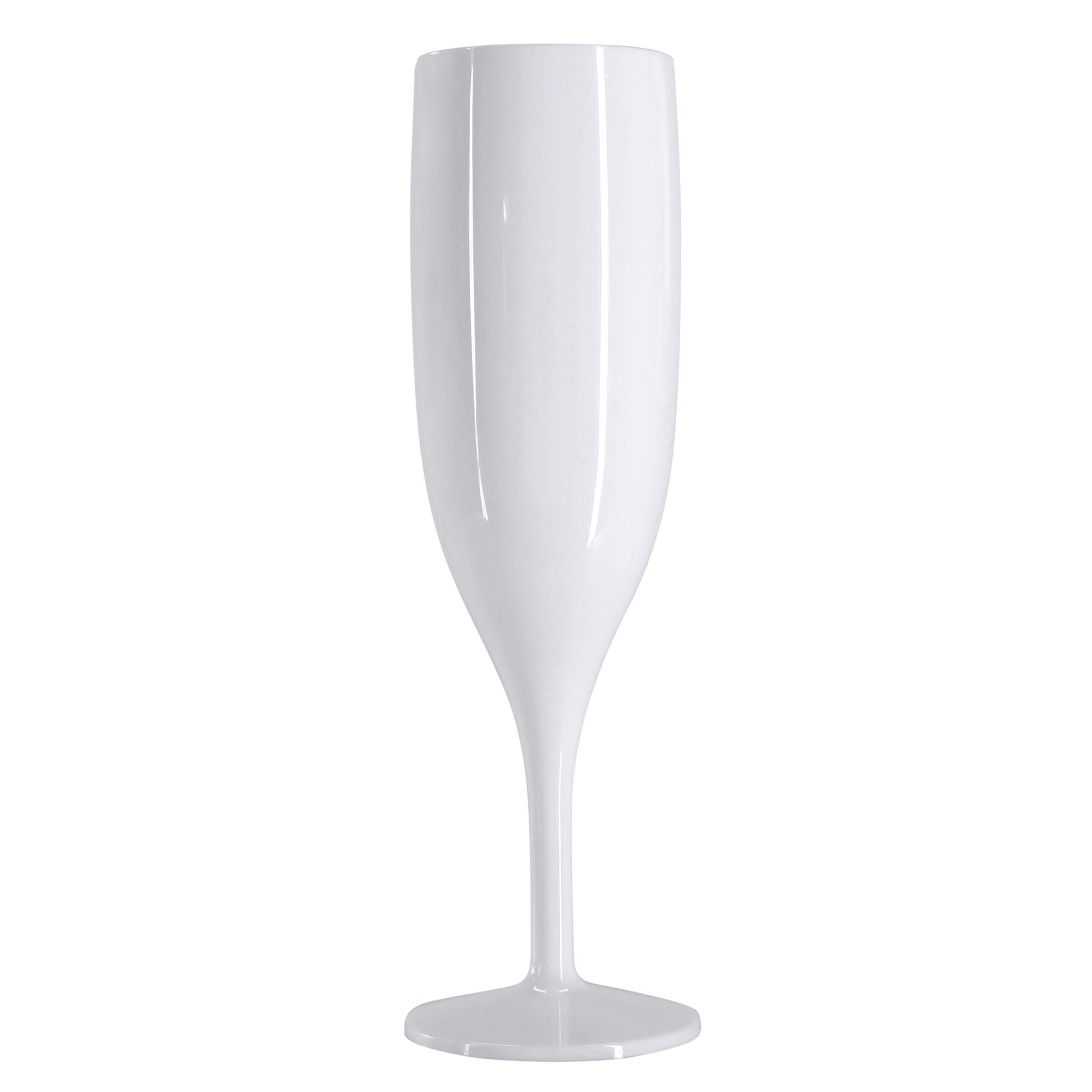 24 Flutes, 24 Wine Glasses (White) Set, Reusable Plastic