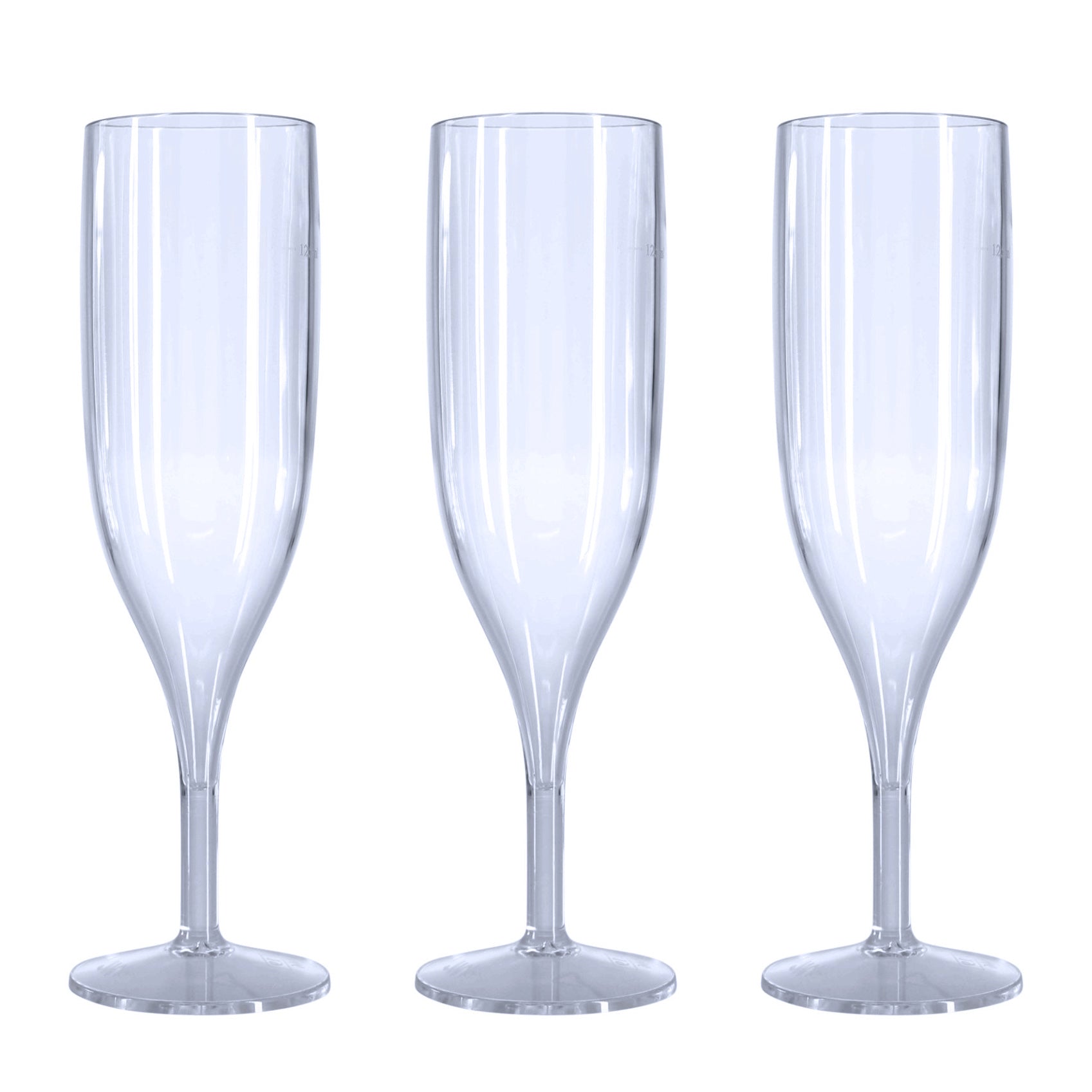 10 x Clear Reusable Plastic Prosecco Flutes 175ml 6oz CE 125ml marked