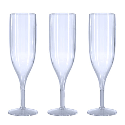 10 x Clear Reusable Plastic Prosecco Flutes 175ml 6oz CE 125ml marked