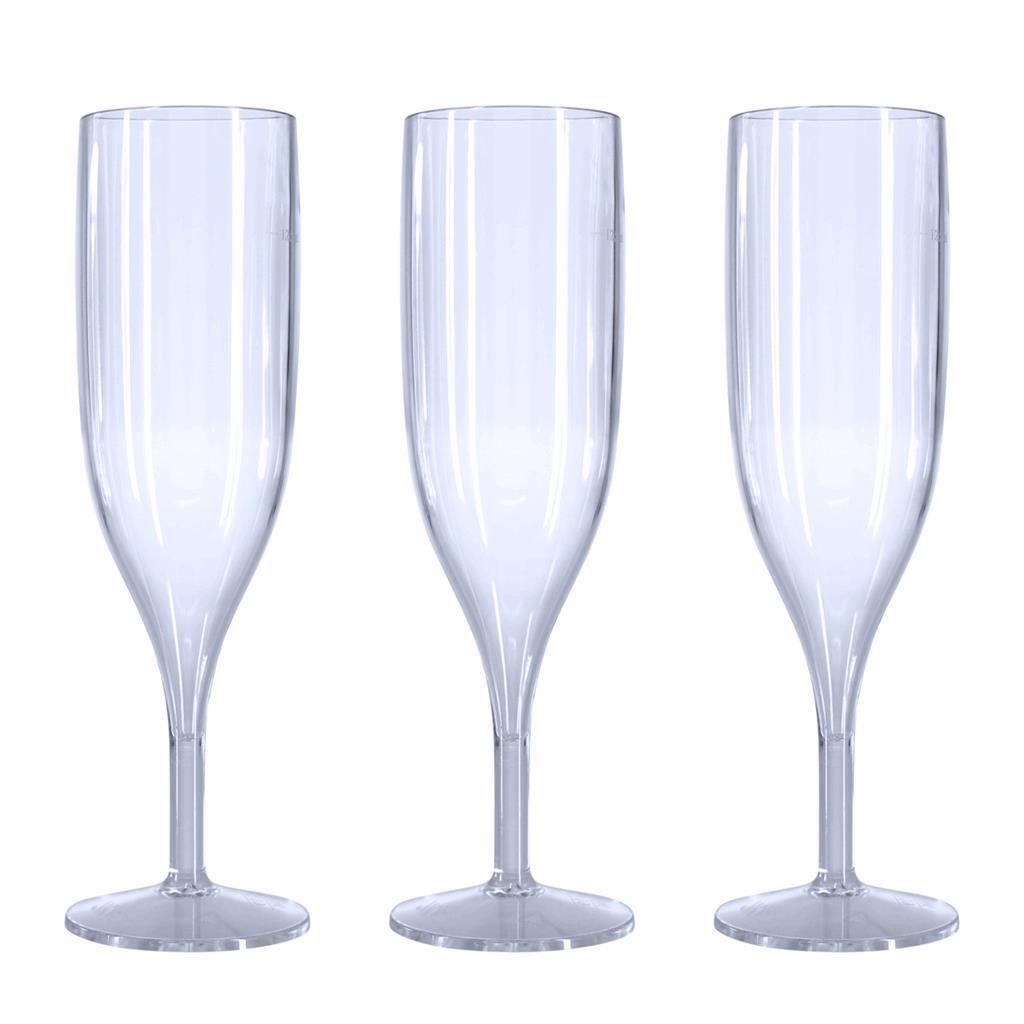 12 x Clear Reusable Plastic Prosecco Flutes 175ml 6oz