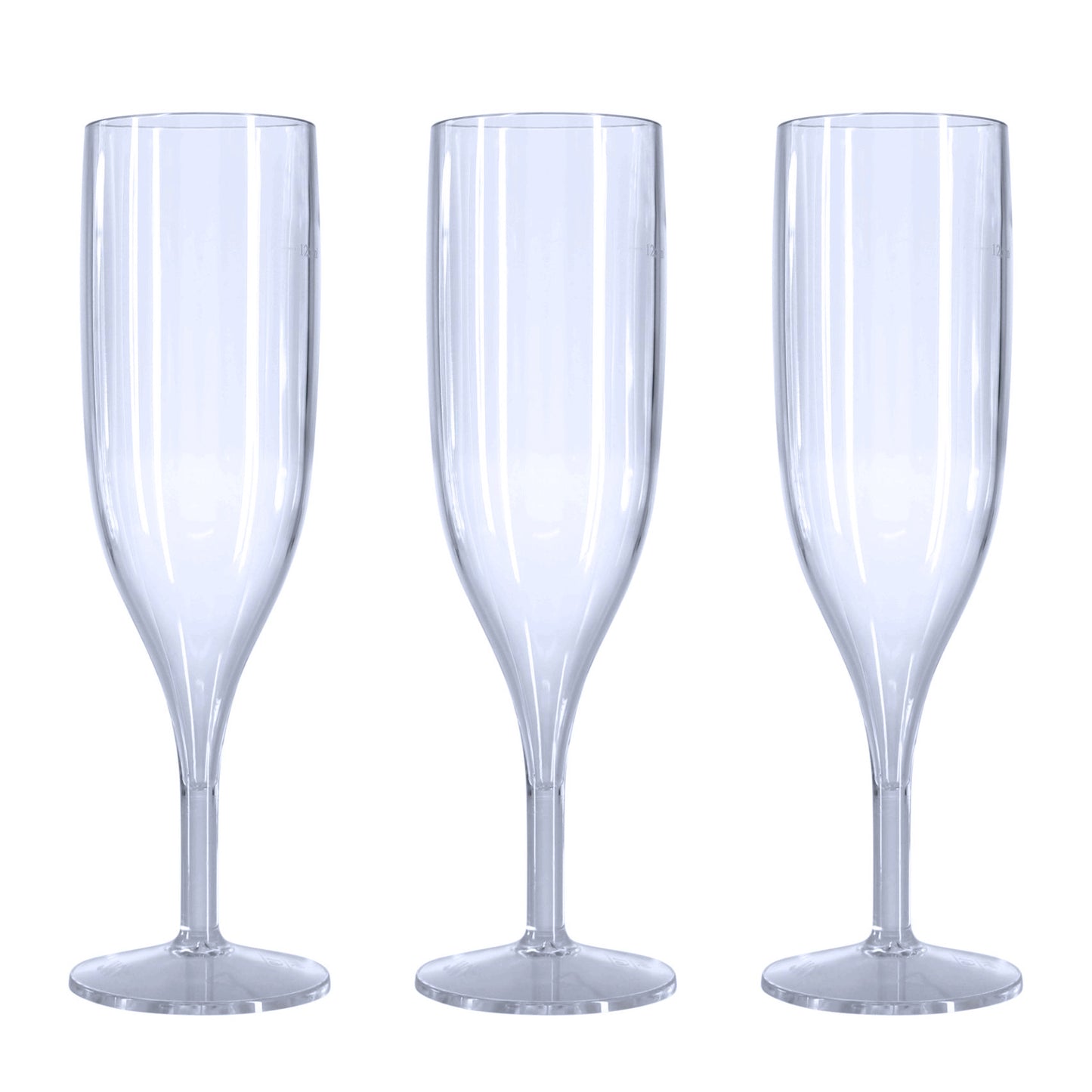 48 x Clear Reusable Plastic Prosecco Flutes 175ml 6oz CE Marked at 125ml