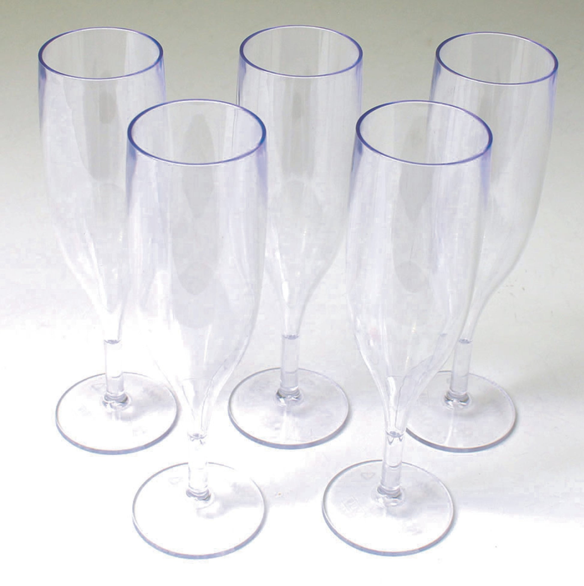 25 x Clear Reusable Plastic Prosecco Flutes 175ml 6oz CE 125ml marked