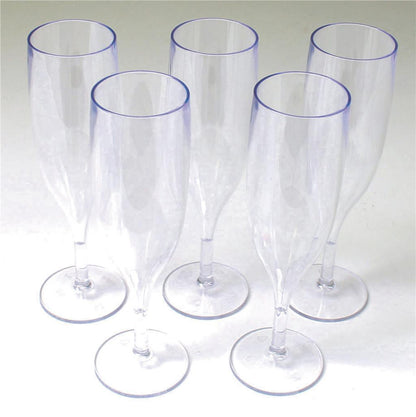 12 x Clear Reusable Plastic Prosecco Flutes 175ml 6oz