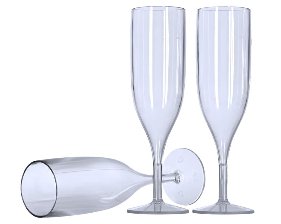 12 x Clear Reusable Plastic Prosecco Flutes 175ml 6oz