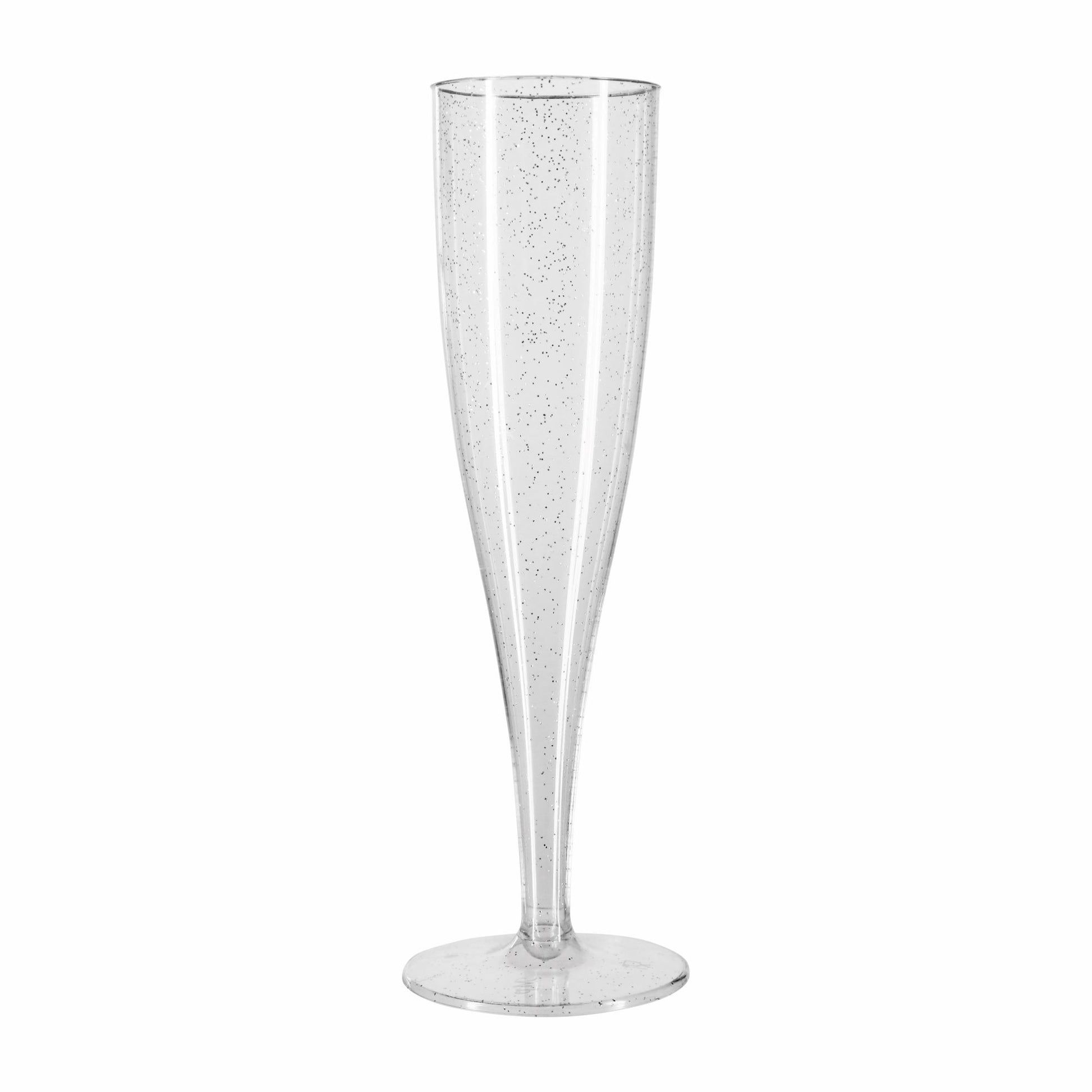 80 x Party Pack Glasses Gold & Silver Glitter (40 Disposable flutes 40 Shot Glasses)