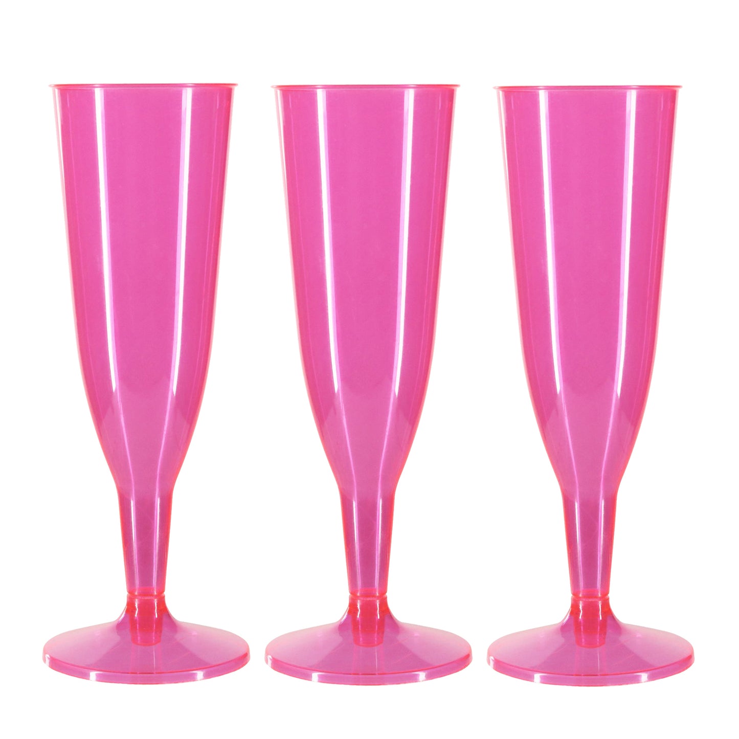 6 x Pink Disposable Plastic Prosecco Flutes 175ml 6oz