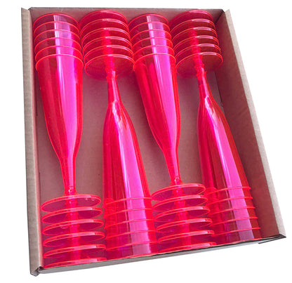 6 x Pink Disposable Plastic Prosecco Flutes 175ml 6oz