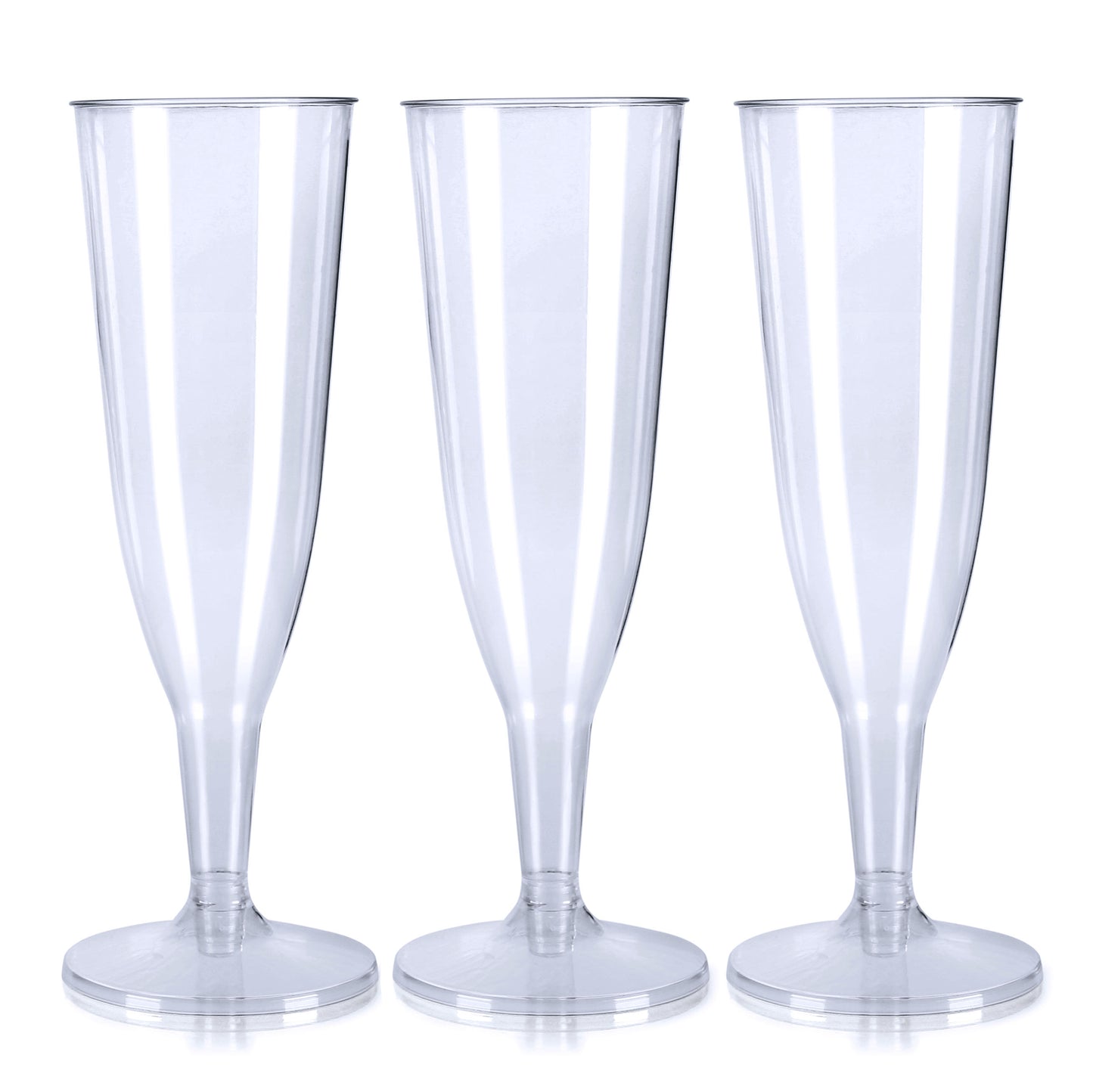 6 x Clear Disposable Plastic Prosecco Flutes 175ml 6oz