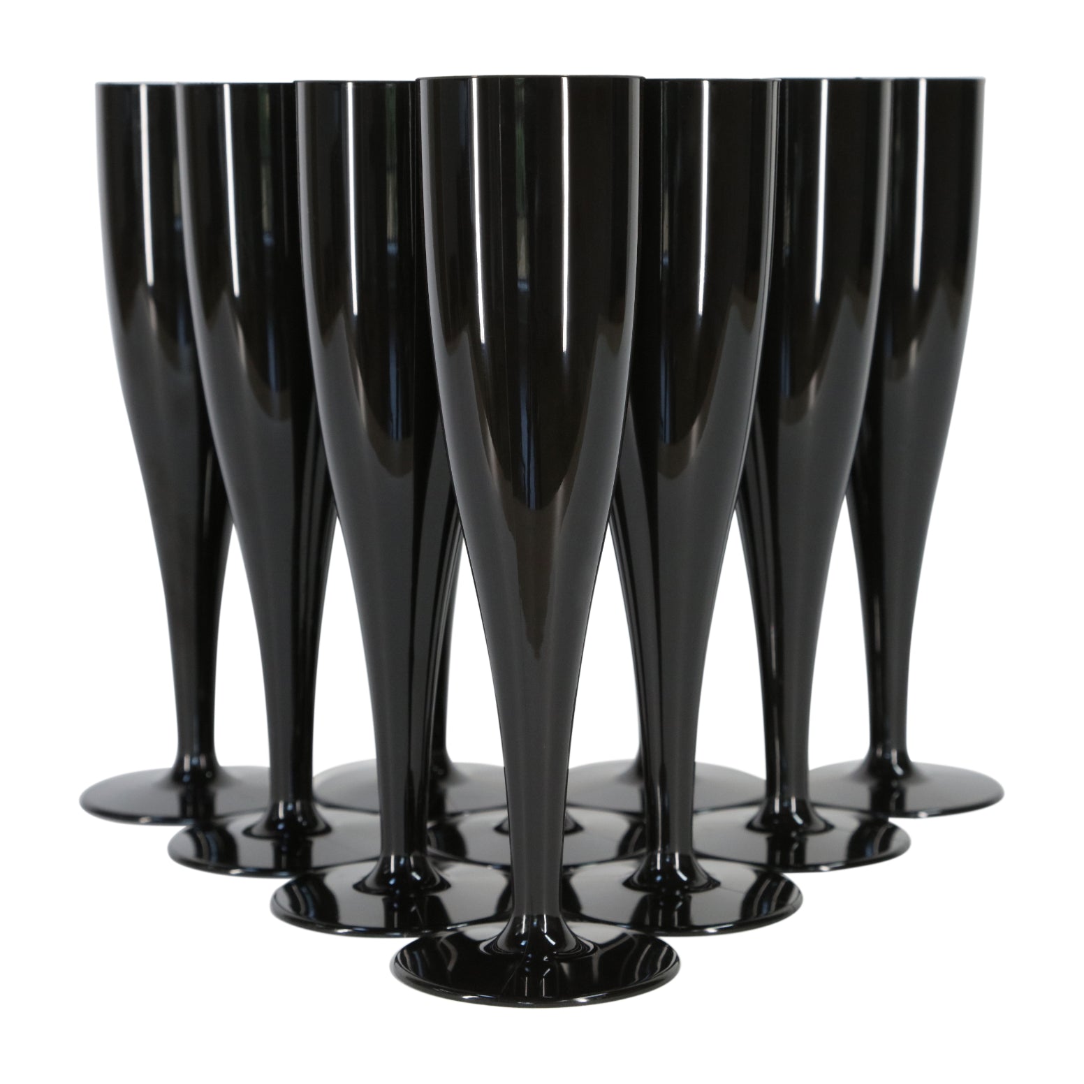 20 x Black Biodegradable Plastic Prosecco Flutes 175ml 6oz