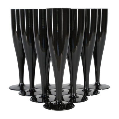 100 x Black Disposable Plastic Prosecco Flutes 175ml 6oz