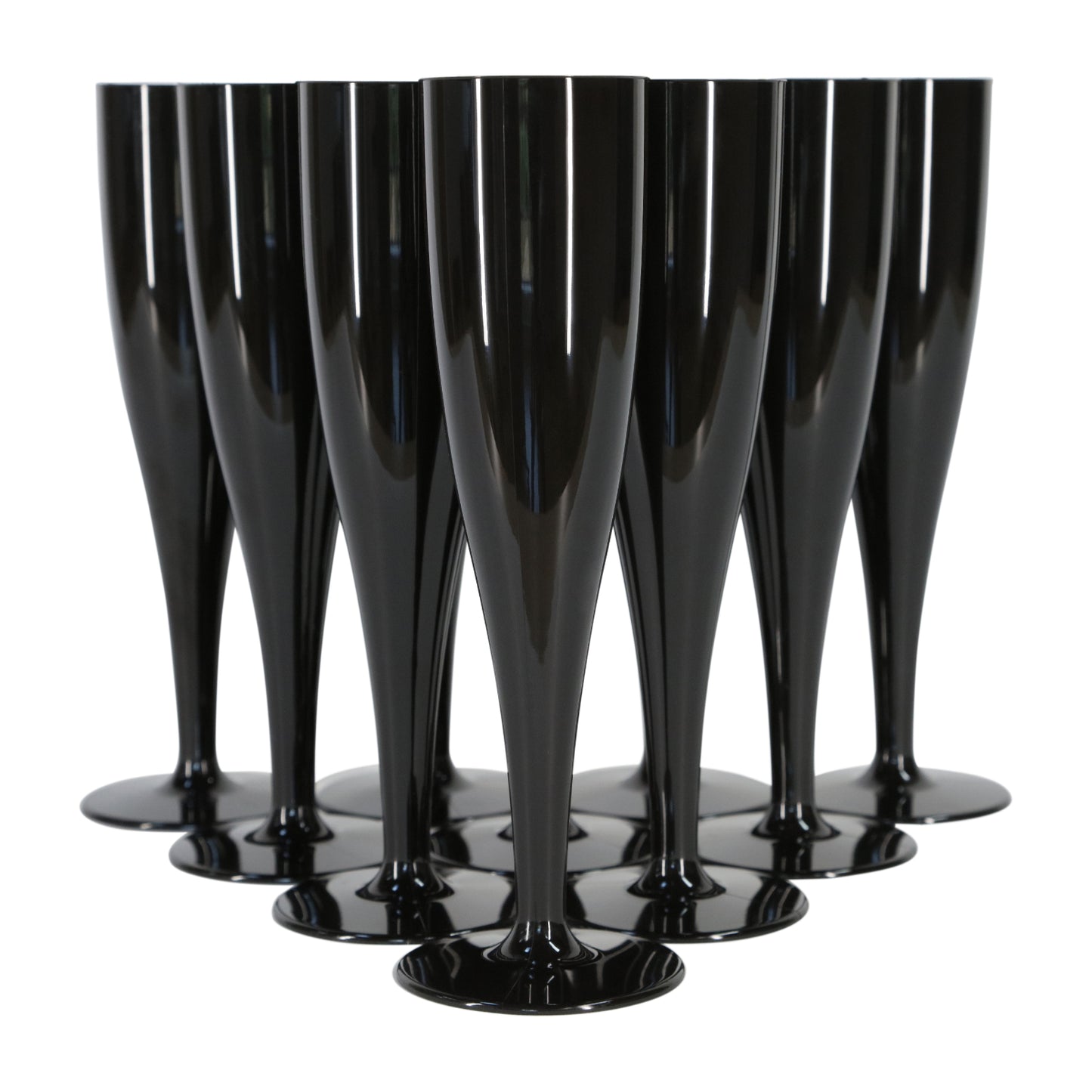 100 x Black Biodegradable Plastic Prosecco Flutes 175ml 6oz