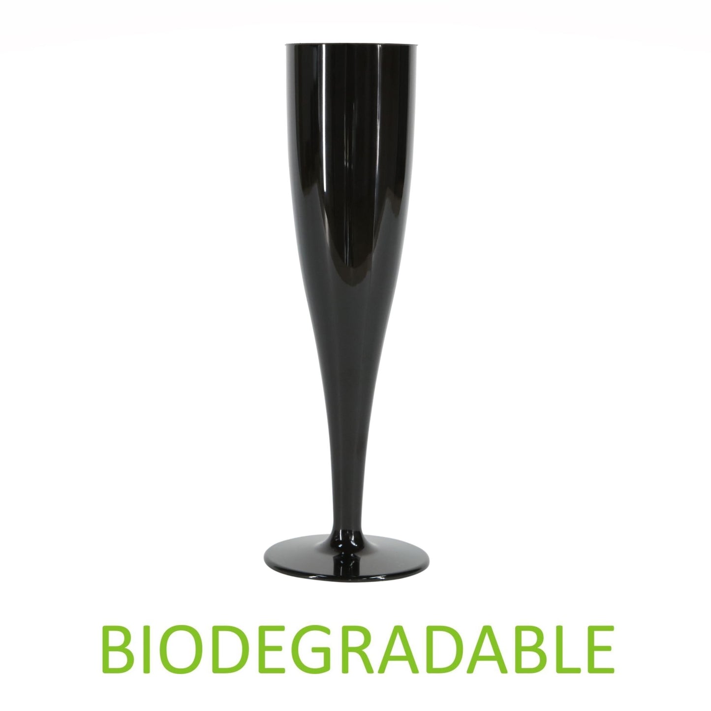 20 x Black Biodegradable Plastic Prosecco Flutes 175ml 6oz