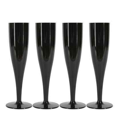 20 x Black Biodegradable Plastic Prosecco Flutes 175ml 6oz