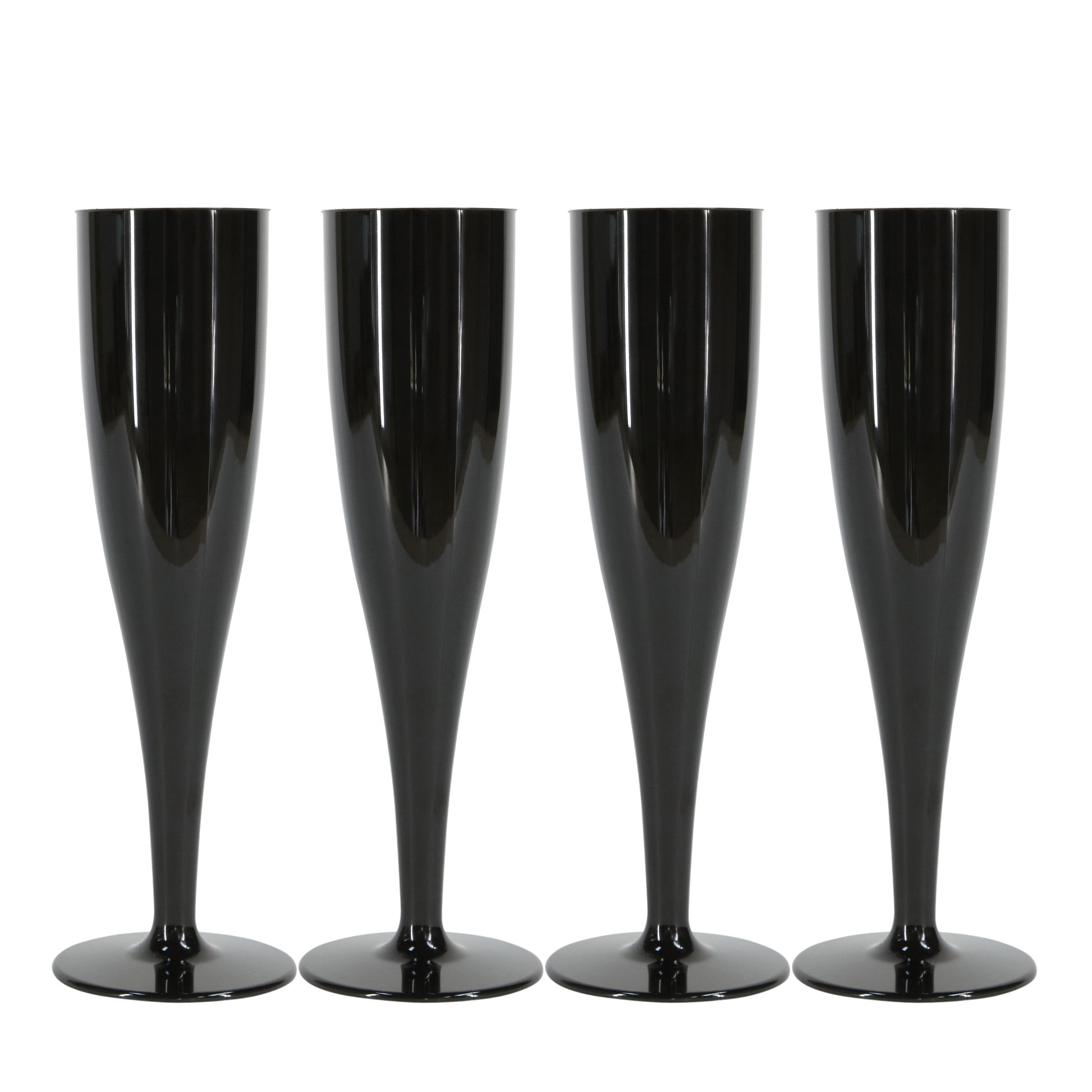 50 x Black Biodegradable Plastic Prosecco Flutes 175ml 6oz