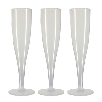 100 x Colourless Biodegradable Plastic Prosecco Flutes 175ml 6oz