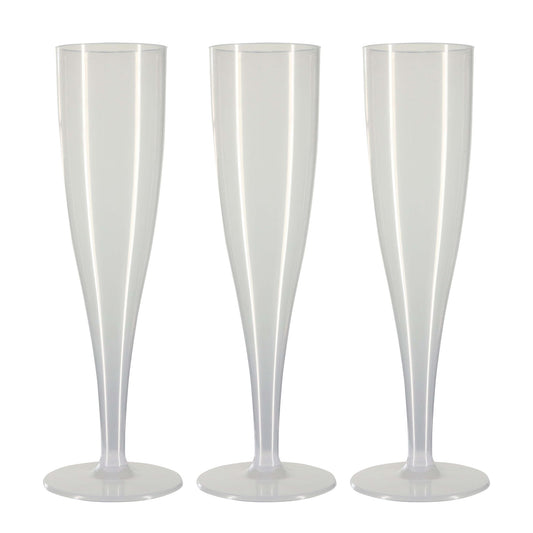 100 x Colourless Biodegradable Plastic Prosecco Flutes 175ml 6oz