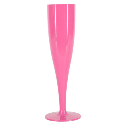 50 x Pink Disposable Plastic Prosecco Flutes 175ml 6oz