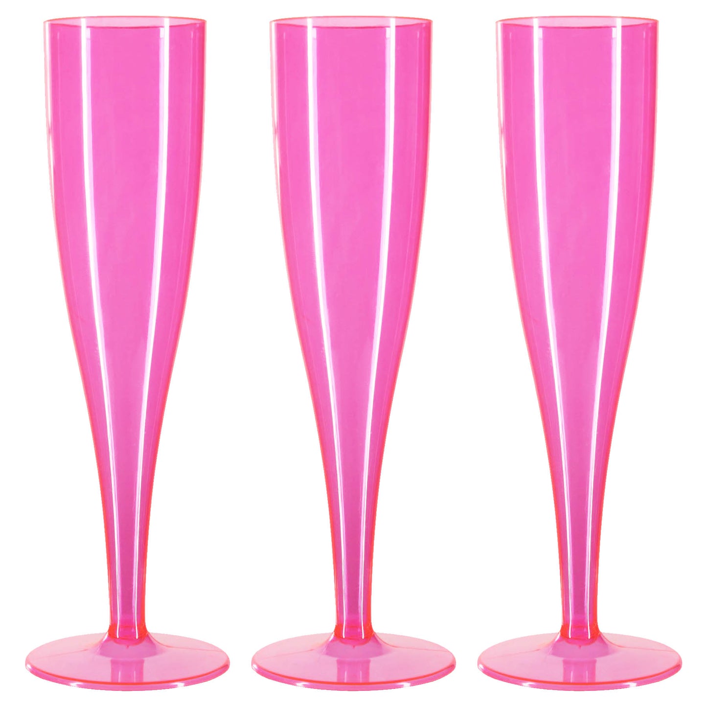 100 x Pink Disposable Plastic Prosecco Flutes 175ml 6oz