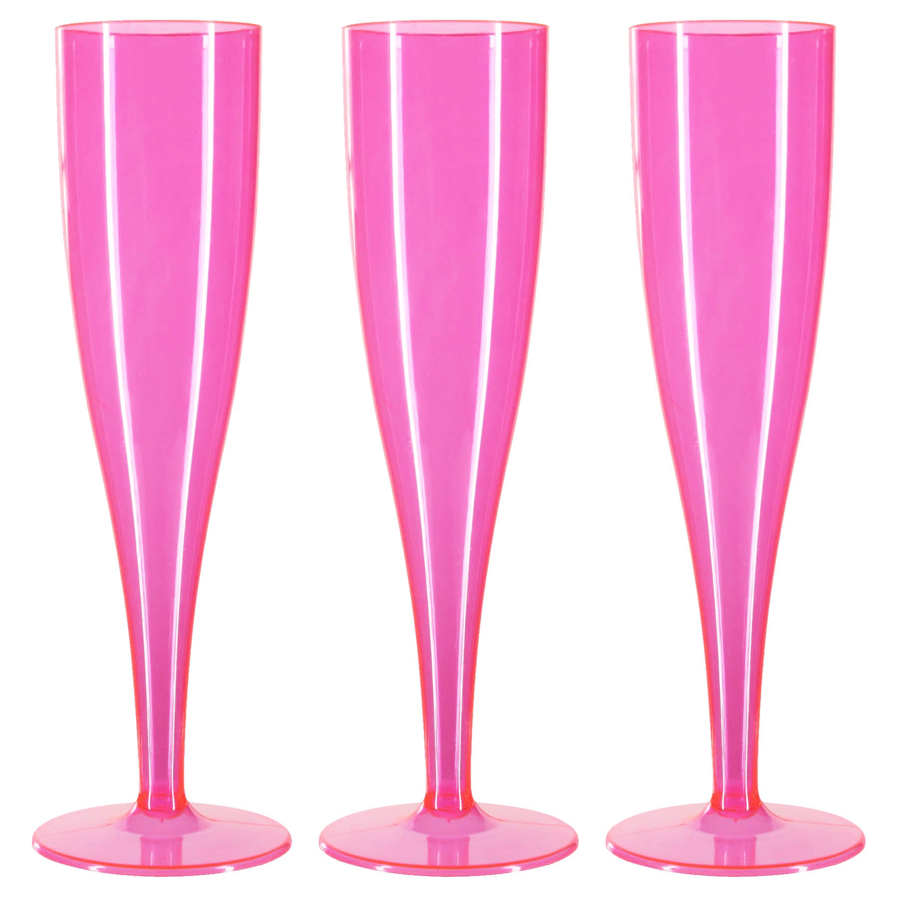 50 x Pink Disposable Plastic Prosecco Flutes 175ml 6oz