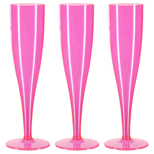 50 x Pink Disposable Plastic Prosecco Flutes 175ml 6oz