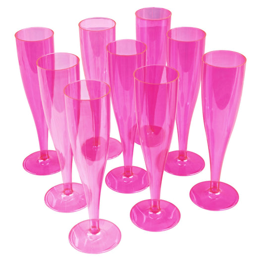 100 x Pink Disposable Plastic Prosecco Flutes 175ml 6oz