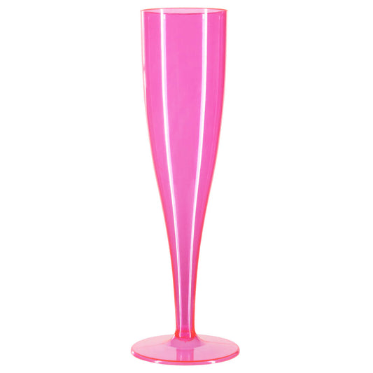 100 x Pink Disposable Plastic Prosecco Flutes 175ml 6oz
