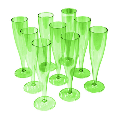 30 x Green Plastic Disposable Prosecco Flutes 175ml 6oz