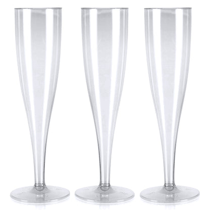 50 x Clear Disposable Plastic Prosecco Flutes 175ml 6oz