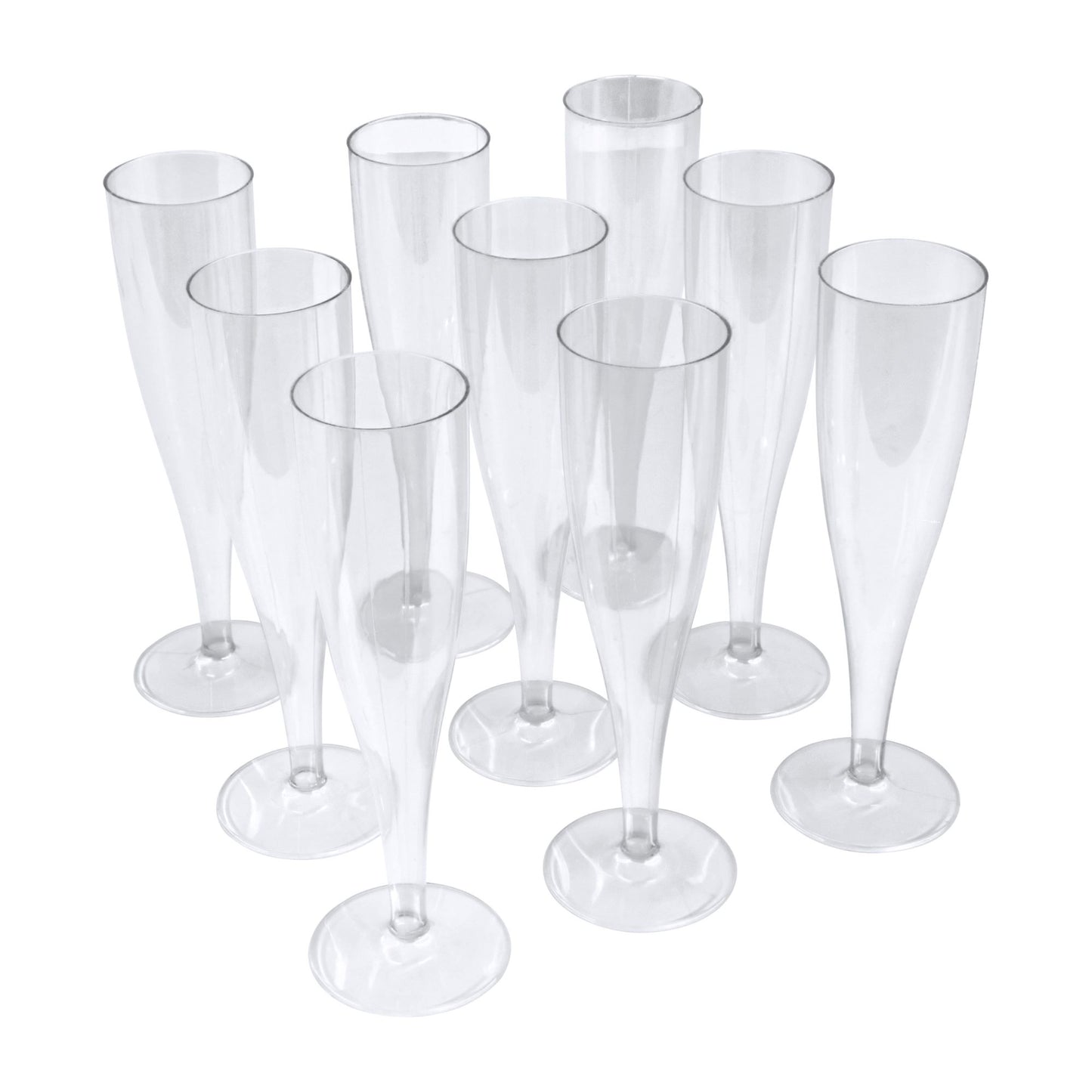 20 x Clear Disposable Plastic Prosecco Flutes 175ml 6oz