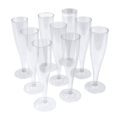 100 x Clear Disposable Plastic Prosecco Flutes 175ml 6oz