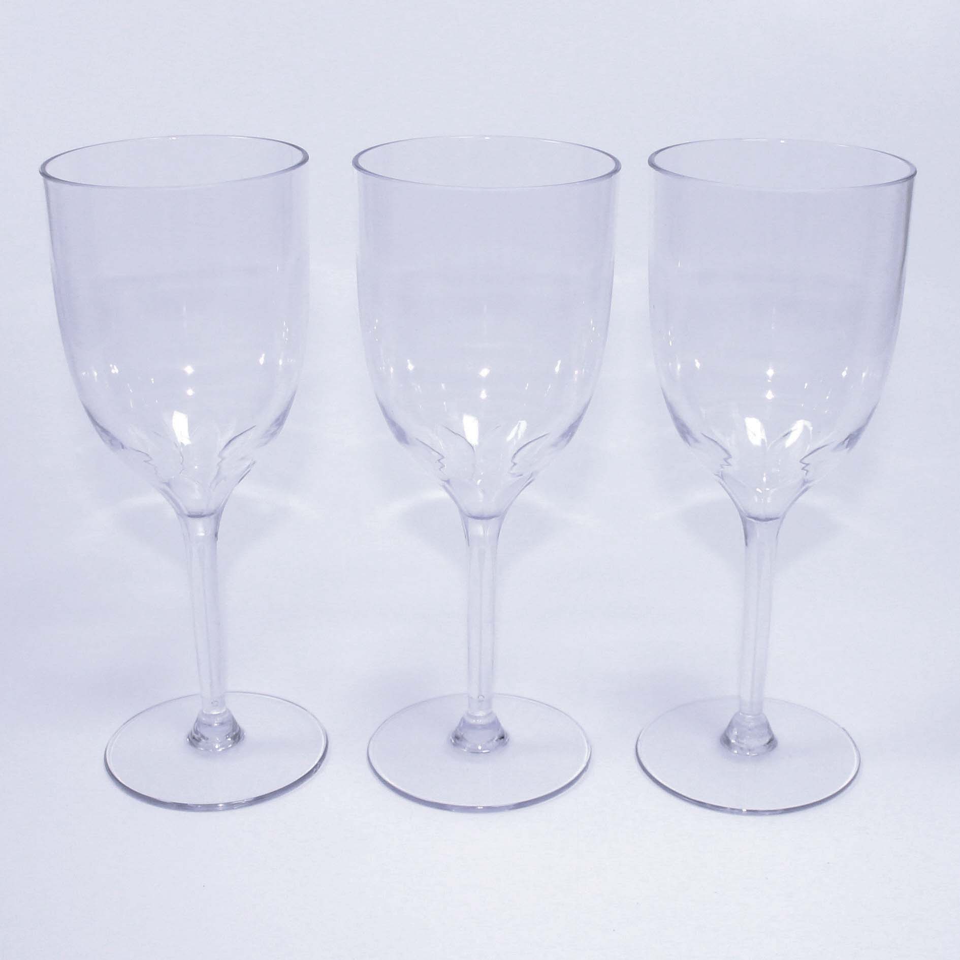 6 x Clear Plastic Reusable Wine Glasses 350ml 12oz