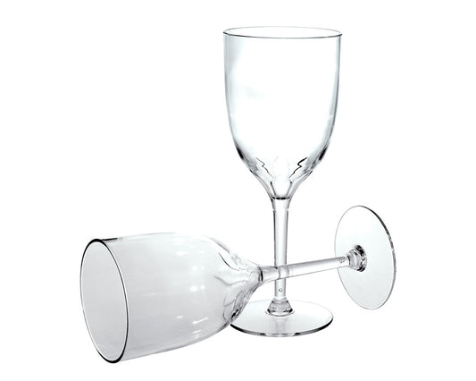 6 x Clear Plastic Reusable Wine Glasses 350ml 12oz