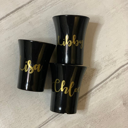 20 x Black Plastic Reusable Shot Glasses 25ml