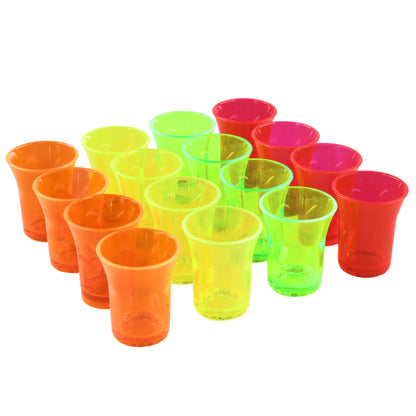 20 x Neon Plastic Reusable Shot Glasses 25ml